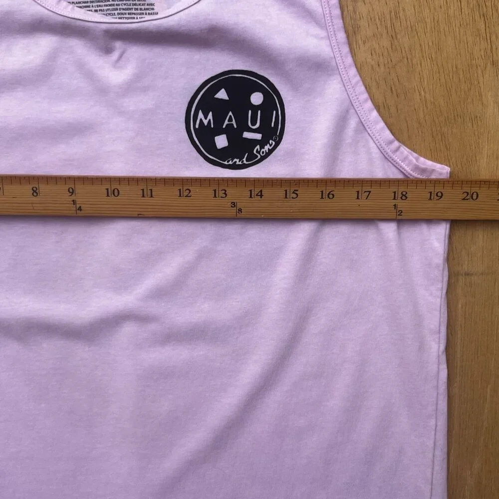 MAUI AND SONS SHARK SURFER GRAPHIC TANK TOP Men’s sz M Crew Neck Pink - Picture 6 of 7
